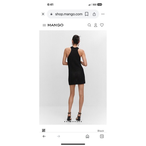 MNG Mango Black Metallic Lurex Halter Neck Mini Dress, Size 4 Bodycon Modern Fit - Picture 3 of 12